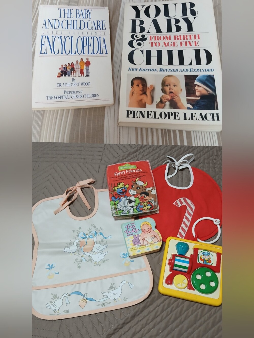 Your Baby & Child + The Baby & Child Care Encyclopedia With Bibs,Books, Crib Toy
